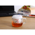 Haonai convenient borosilciate glass tea mug with ceramic infuser and lid